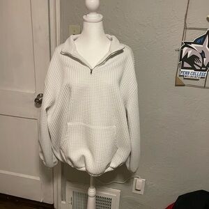 Cozy White Quarter-Zip Turtleneck Sweater